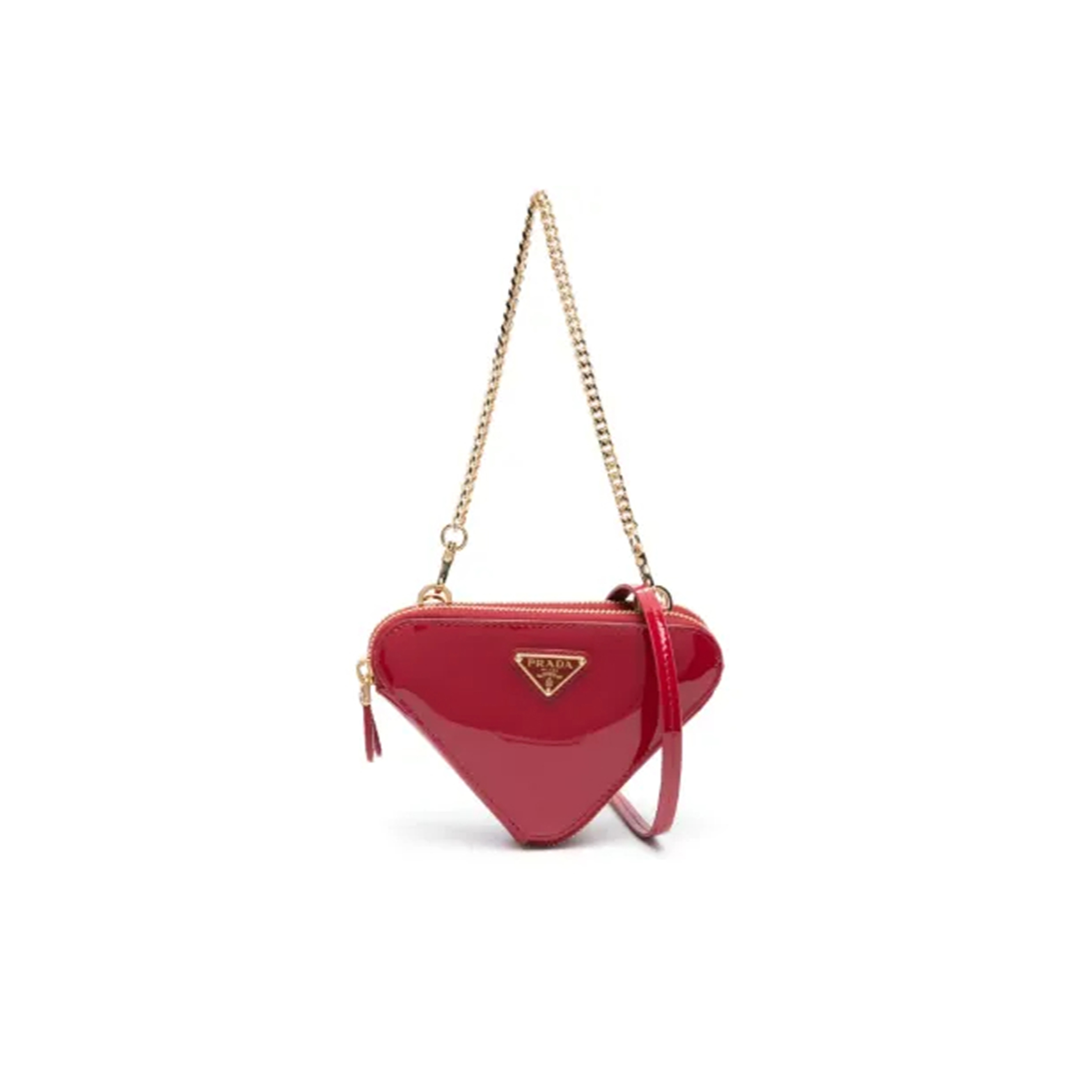 PRADA CHAIN-LINKED ZIPPED HANDBAG IN RED 1NR015 (15*10cm)